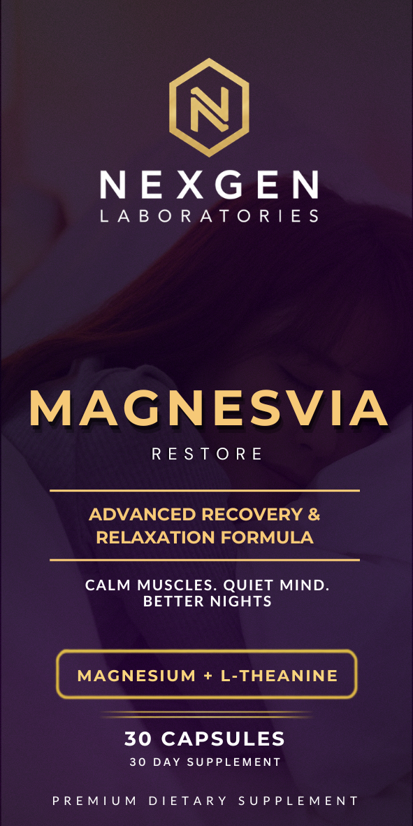 Magnesvia Restore carton — Magnesium Supplement, 30 Capsules